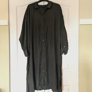 Eileen Fisher olive silk dress